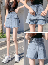 Korean denim skirt women Summer thin design sense high waist thin 2021 new a-shaped hip skirt pants tide