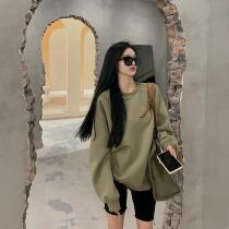 Womens Spring and Autumn 2021 New Korean version of loose lazy wind small man cotton long sleeve round neck jacket