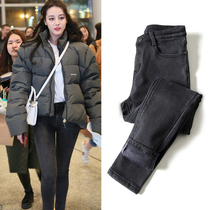 Star same Smoky Grey Jeans Woman 2021 Spring new gush high waist tight with slim fit 90% small leggings