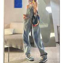 Denim Back Belt Pants Woman 2022 Fashion new small sub-Han version loose design Small crowdpants wide-legged pants