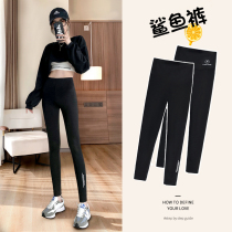 Shark pants women wear summer thin high waist tight belly lift hip Barbie yoga pants spring and autumn nine points leggings