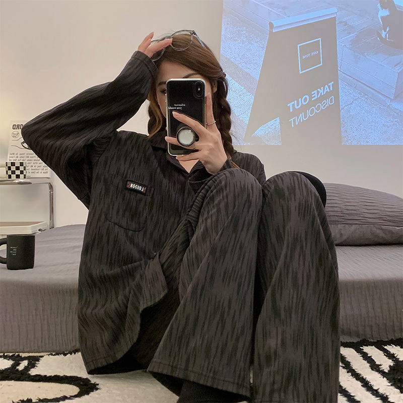 Pajamas with Breast Pads for Women, Spring and Autumn Pure Cotton Long-Sleeved 2026 New Winter and Summer Black Home Clothes Pajamas with Breast Pads for Women, Spring and Autumn Pure Cotton Long-Sleeved 2026 New Winter and Summer Black Home Clothes