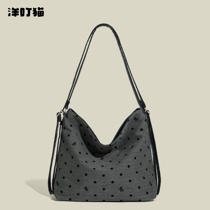 Yangdingmao Large-Capacity Black Tote Bag for Women 2026 New Summer Daily Commute Backpack Crossbody Bag