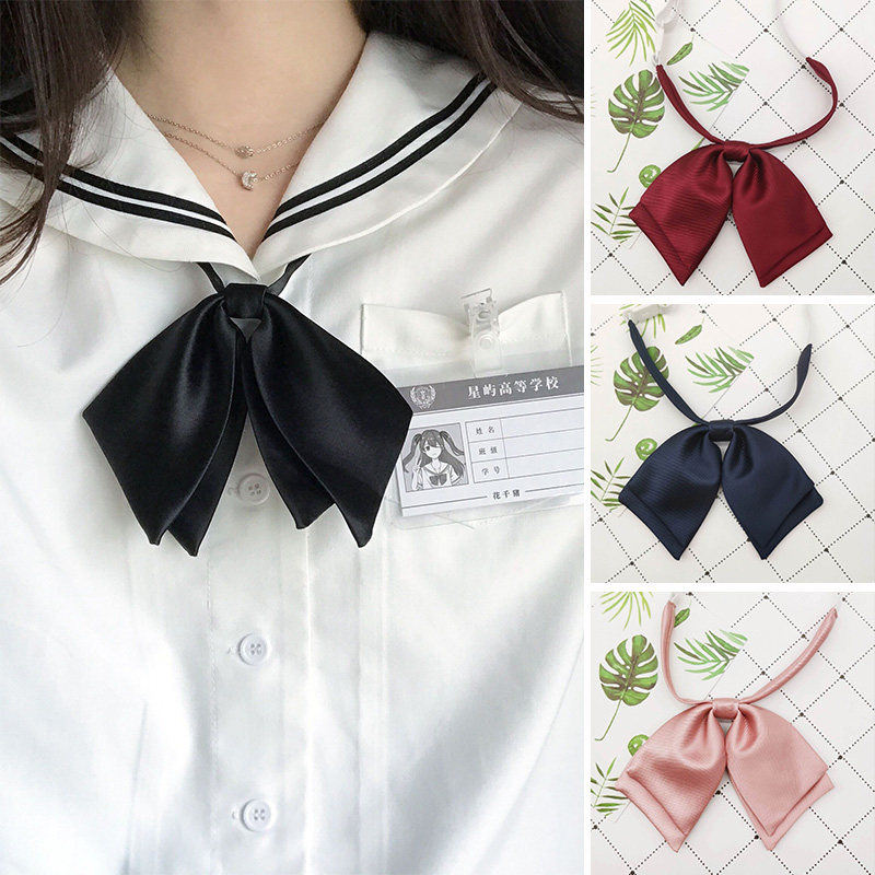 Red JK bow tie solid color double-layer Japanese Academy style pink bow Seaman uniform accessories women