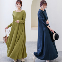 Autumn and winter Korean style loose dress with large hem, long sleeves and long skirt for women, bottoming skirt, long version of maternity skirt, large size