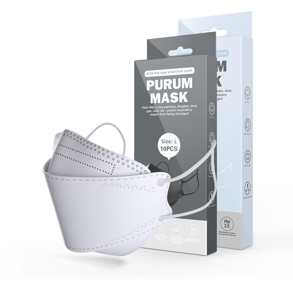 Expandable Hong Kong] K94 Four-layer 3D Solid dust-proof breathable fish type Korean version Fashion adult male and female shield