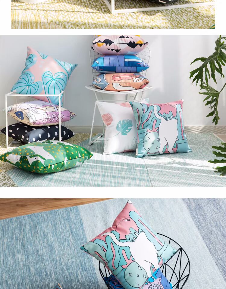 Cửa hàng Aomu / phim hoạt hình trẻ em Bắc Âu minh họa chà nhám sofa ôm gối đệm lót ghế tựa lưng