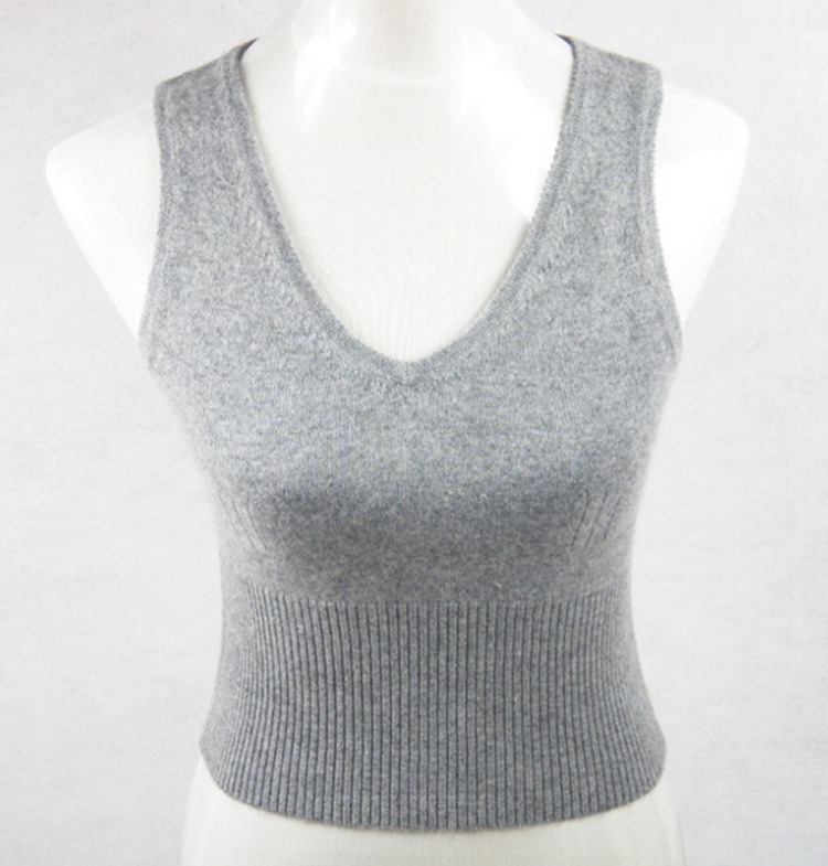 Mùa thu và mùa đông áo len nữ tinh khiết cashmere nhỏ sling đồ lót nhiệt cá nhân cổ áo len ngắn V áo len áo phao nữ