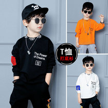 Boy t-shirt long sleeve spring autumn 2024 new pure cotton CUHK Tong beat bottom shirt baby blouse 5 Children autumn clothes slim fit