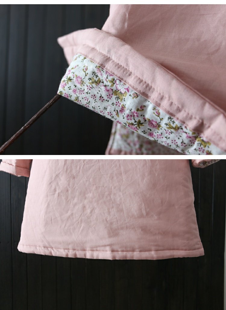 Trung Quốc cotton và tấm vải lanh khóa in dày áo choàng sửa đổi quốc gia đứng cổ áo lỏng lẻo bông mỏng vải bông Zen quần áo phụ nữ - Bông áo phao nữ 2020