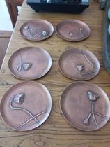 Hand-forged copper vintage saucer Chinese metal frosted lotus tea saucer home furnishings festive gifts