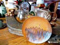 Hand-forged color copper saucer) Benevolent Leshan Chinese precious metal saucer tea tray Tea Pad) diameter 10cm