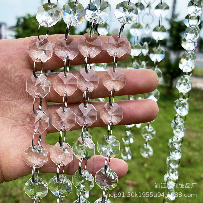 Transparent Wedding Crystal Octagon Beads Beaded Wedding Stage Suspended Ceiling Decorative Door Curtain Partition Window Lighting Accessories
