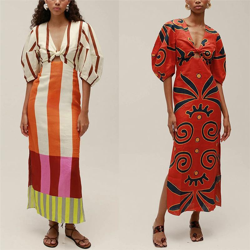 2026 European and American Spring and Summer New Positioning Print Dress Casual Vacation Loose Dress