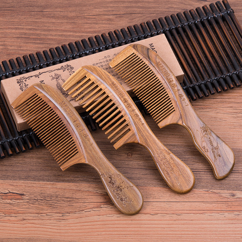 MACOO Sandalwood comb Green Sandalwood comb Portable comb Comb Massage comb Curly comb Wooden comb Comb Hair care comb