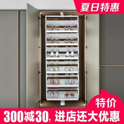 Promotional cloakroom storage rotating shoe rack 360 degree shoe cabinet hardware pull shoe rack Wardrobe pull basket hardware accessories