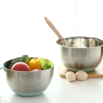 304 stainless steel and basin silicone non-slip Egg Bowl splash-proof cream with scale handle Baking Pot