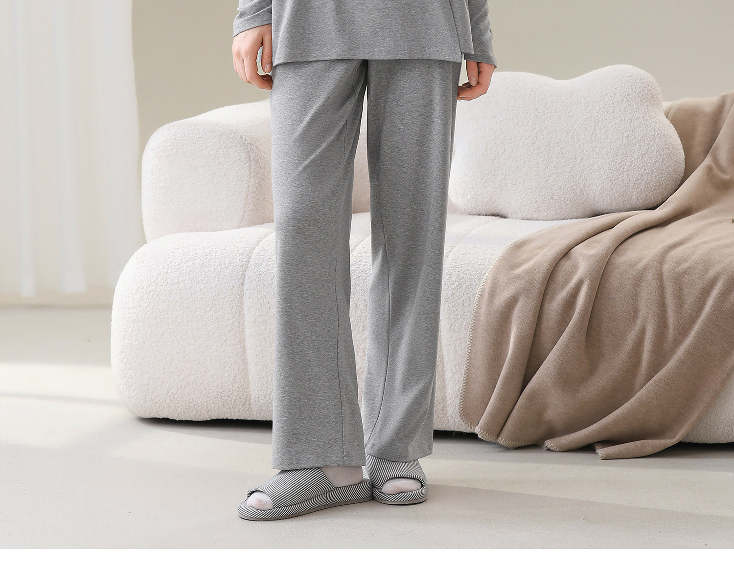 Maternity Pajamas with Breast Pads, Modal Nursing Sleepwear, Postpartum Breastfeeding Mother and Baby Loungewear Set — 48