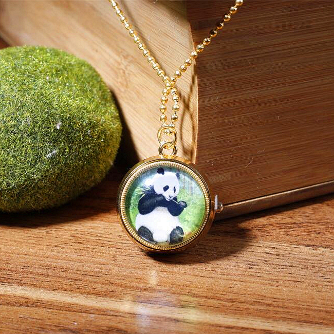 Retro style creative panda pocket watch hanging necklace Sichuan Chengdu tourism commemorative gifts to send friends collection