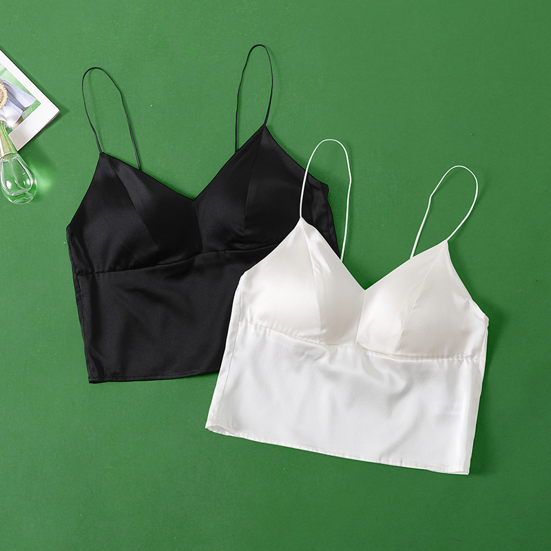 Ultra-Thin Camisole French-Style Lingerie, Silk Satin Mulberry Silk, Wireless, Smooth, Seamless Bra for Women, Summer