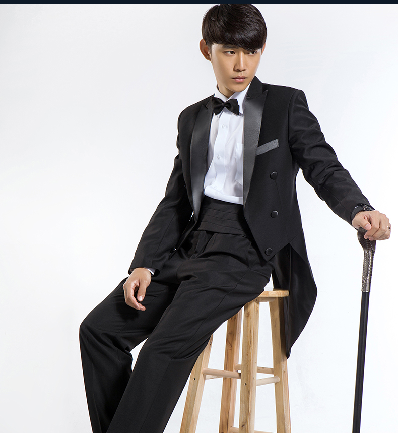 Tuxedo bốn mảnh nam ăn mặc phù hợp với nhạc trưởng ca sĩ chủ nhà trang phục biểu diễn sân khấu dịch vụ nam áo vest nam hàn quốc