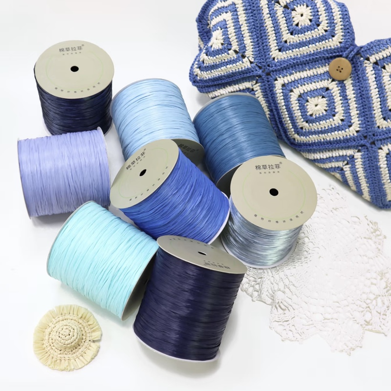First-Class Cotton Straw Raffia Thread 250m Buckwheat Grain Flavor Ink Cloud Straw Woven Bag Hat Handmade DIY Knitting