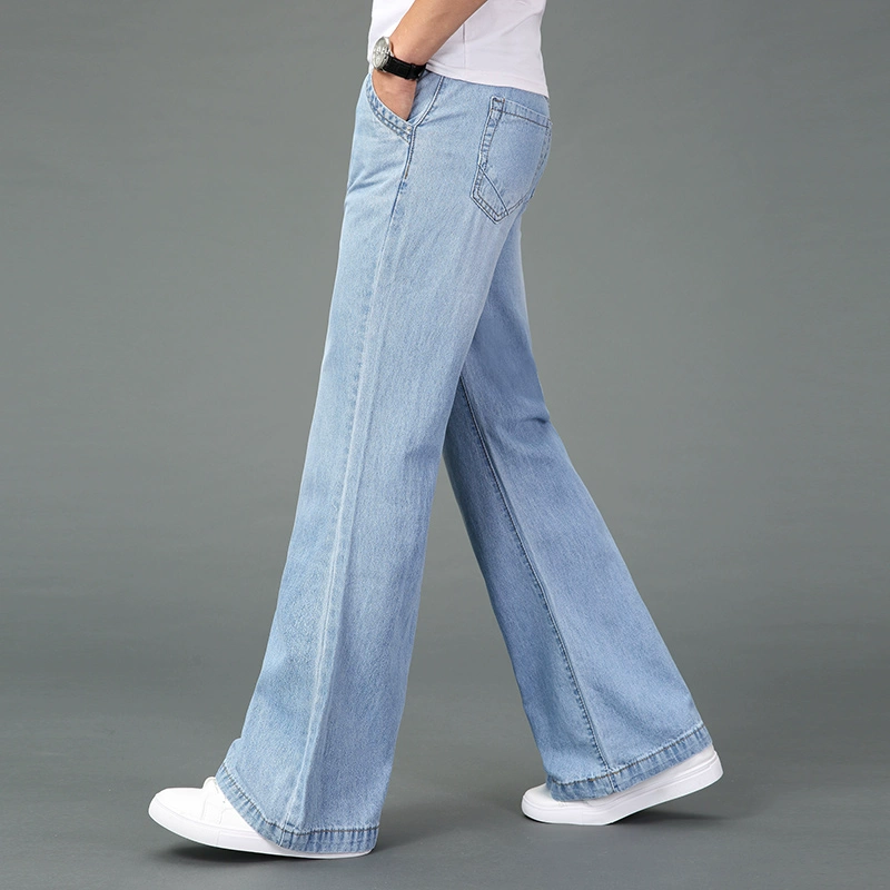 19 mùa xuân và mùa hè nam mỏng phần mới quần jean vi sừng nam co giãn Slim denim sừng chân lớn quần nam - Quần jean