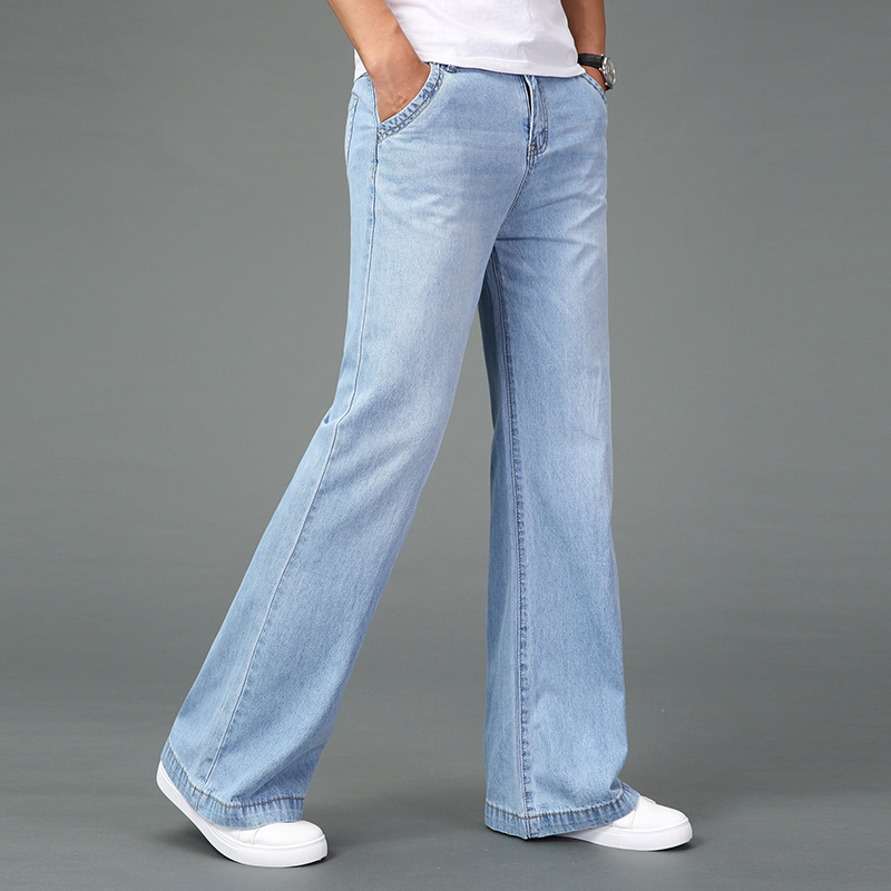 19 mùa xuân và mùa hè nam mỏng phần mới quần jean vi sừng nam co giãn Slim denim sừng chân lớn quần nam - Quần jean quần jean nam