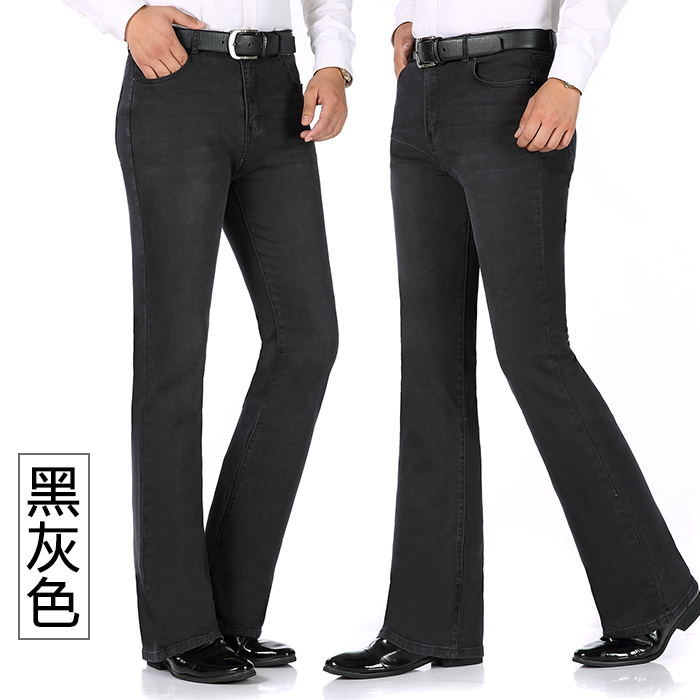 Mùa xuân và mùa hè phần mỏng nam eo micro-horn jeans stretch slim quần pháo sáng denim micro-chuông quần