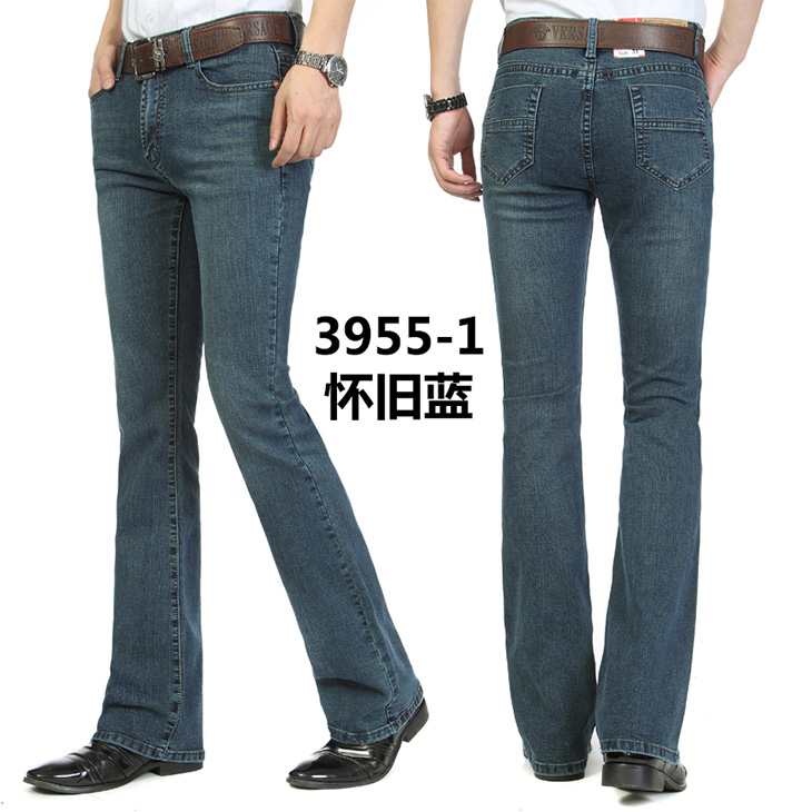 Mùa xuân và mùa hè phần mỏng nam eo micro-horn jeans stretch slim quần pháo sáng denim micro-chuông quần