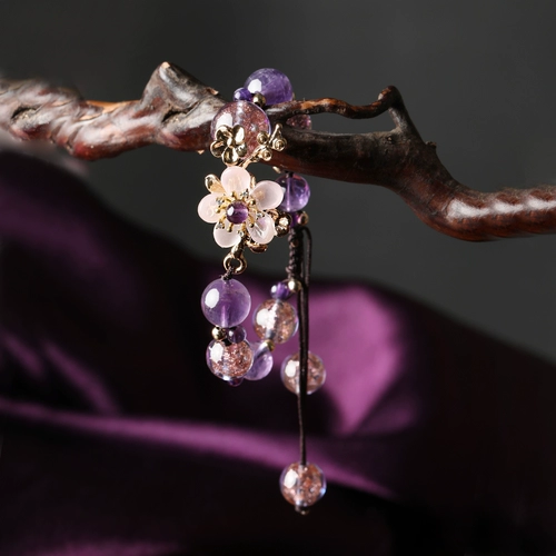 Браслет из кварца с аметистом, цепочка, свежее этническое ювелирное украшение, плетеный аксессуар, декор, этнический стиль, китайский стиль