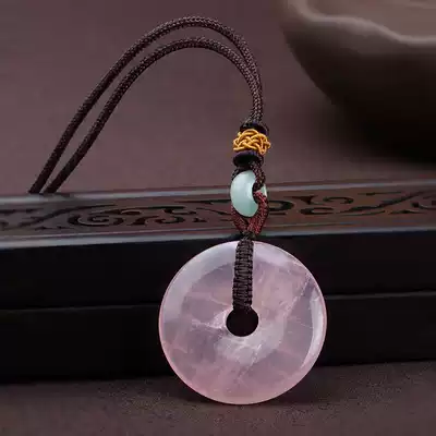 Madagascar pink crystal necklace Female retro safety buckle pendant Adjustable lanyard Clavicle chain Neck strap hanging jewelry