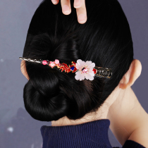 Ancient style long hairpin one-word horn duck-billed clip large red elegant mother Chinese style hair accessories