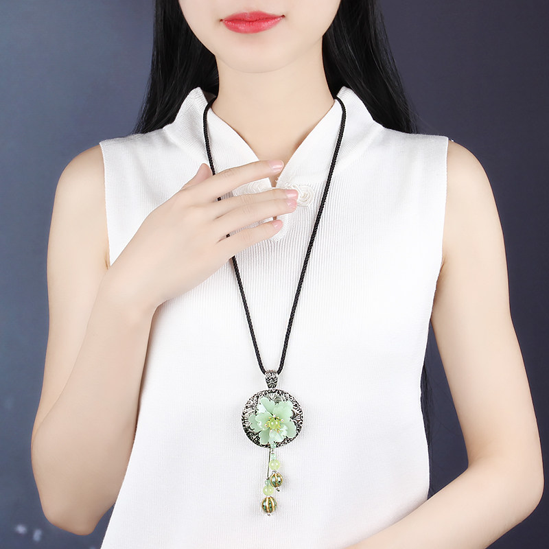 Ethnic style necklace women's retro sweater chain long version hanging wild summer simple fashion adjustable lanyard accessories