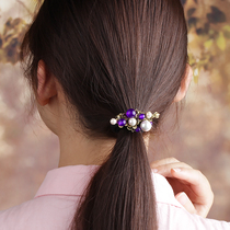 2021 New head rope vintage rubber ring Pearl Hairband adult simple pony tailed ball head tie hair accessories