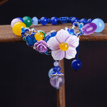 Ancient style bracelet female fresh hand rope pink carved hand string sweet girl amethyst hand decoration ethnic decoration