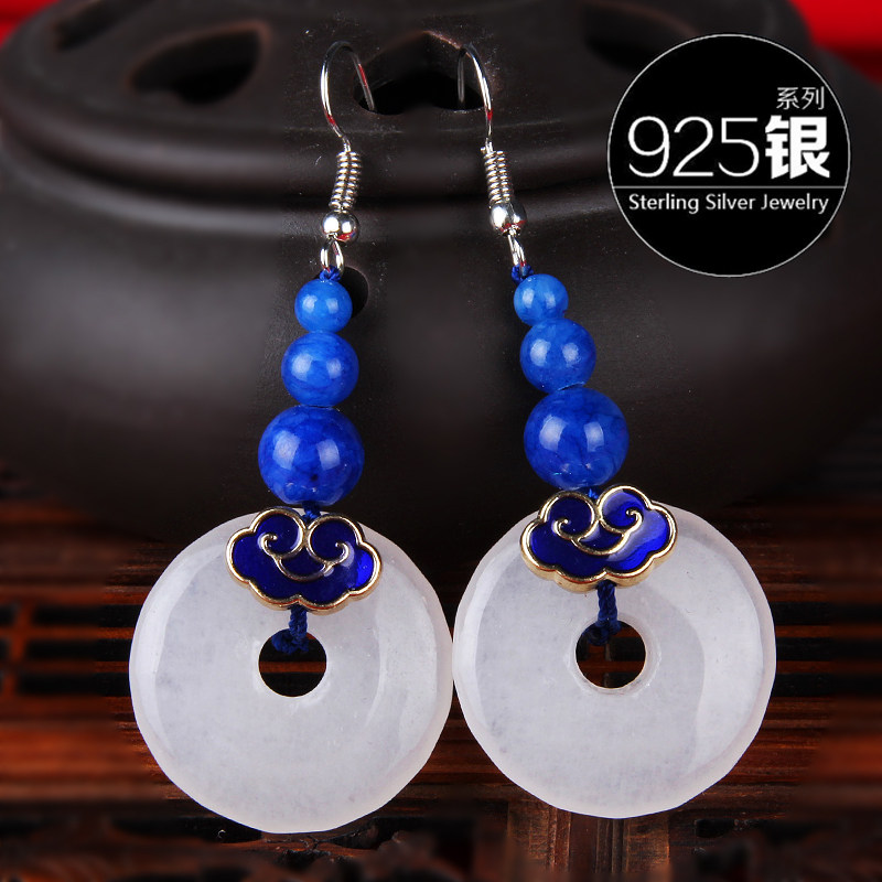 Retro Hyperbolic Earrings GREEN BUTTON National Wind Ear Pendant Circle Handmade Bifacial Ear Accessories Woman Short SPECIAL PRICE AUTUMN ORNAMENT