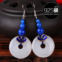 Retro Hyperbolic Earrings GREEN BUTTON National Wind Ear Pendant Circle Handmade Bifacial Ear Accessories Woman Short SPECIAL PRICE AUTUMN ORNAMENT