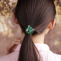 Green glazed beads butterfly Hairband headdress tie hair band fabric forest Women hair accessories