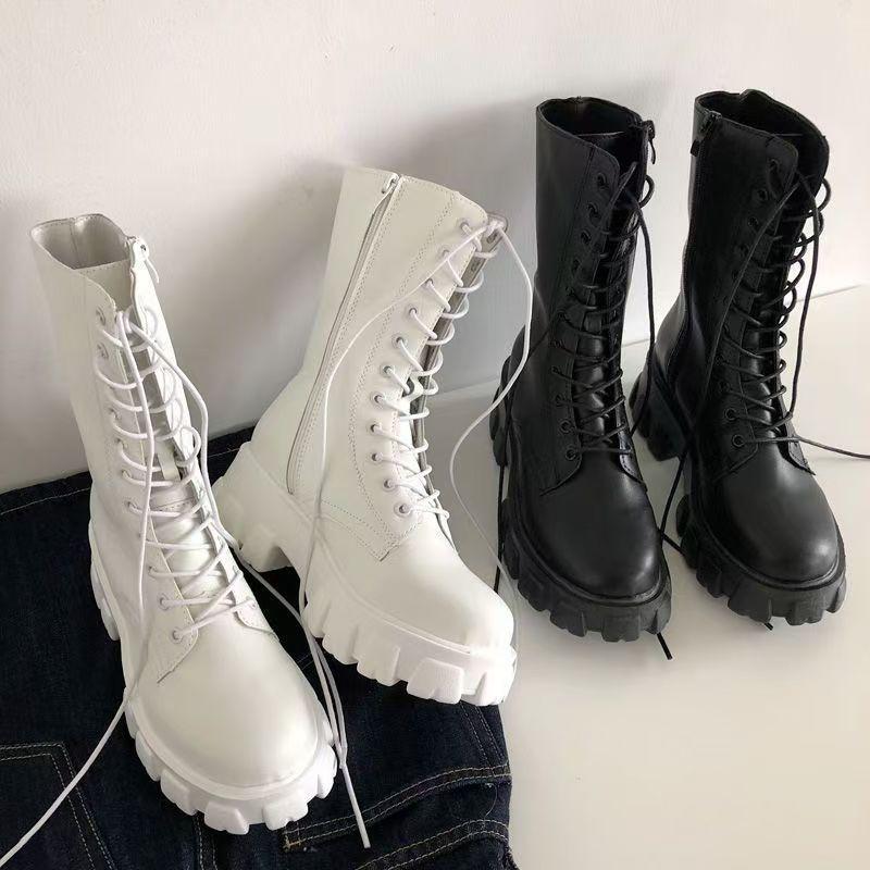 Mid-Calf Large Size Martin Boots for Women, Cosplay Height-Increasing Shoes, Thick-Soled Punk Biker Boots, Women's 2024 New Style Mid-Calf Large Size Martin Boots for Women, Cosplay Height-Increasing Shoes, Thick-Soled Punk Biker Boots, Women's 2024 New Style