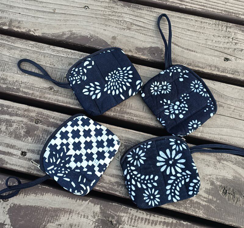 Wuzhen blue print cloth wallet pure handmade cloth thicken shell wallet Mom bag bag keybag