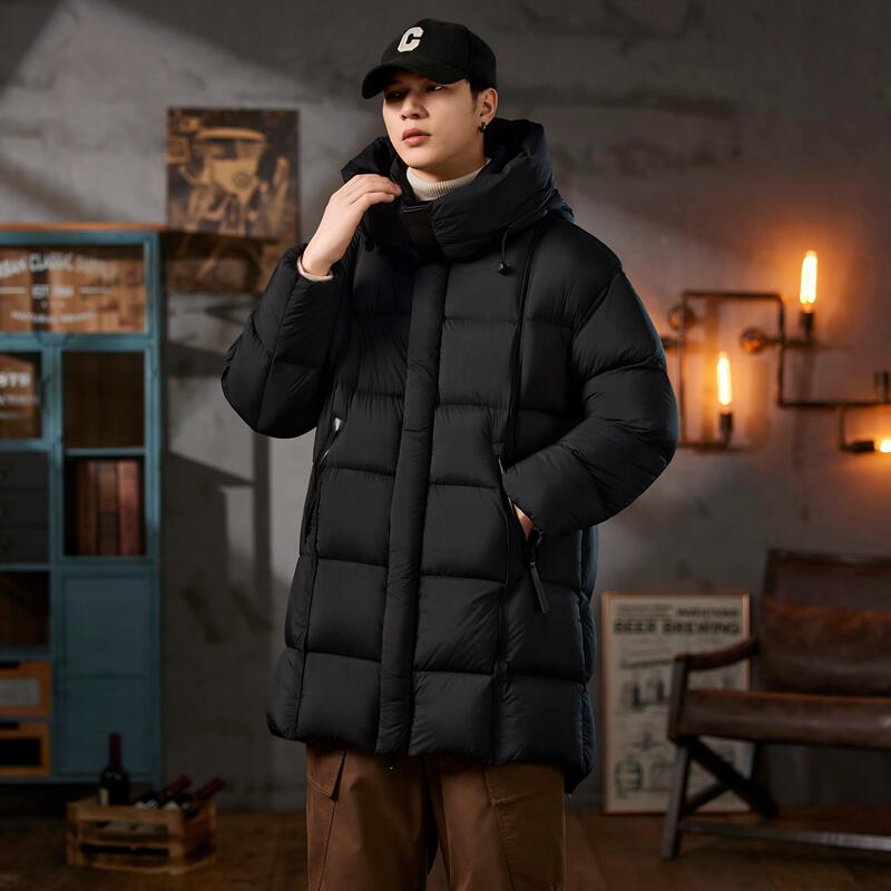 90% down Loose-Fitting H-Shaped down Jacket Men's Winter Fashion Versatile Thickened Cold-Proof Hooded Mid-Length Coat 90% down Loose-Fitting H-Shaped down Jacket Men's Winter Fashion Versatile Thickened Cold-Proof Hooded Mid-Length Coat