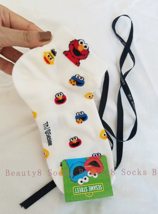 Vớ đường phố Sesame phụ nữ Hàn Quốc sesamestreet phim hoạt hình vớ cotton vớ bông vớ vớ cookie quái vật - Vớ mắt cá chân