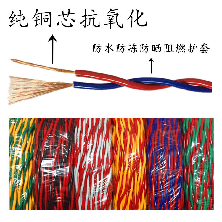 Pure Copper Core Twisted Pair Home Wire Power Cord LED Lamp Holder Line Lighting Fancy Wire Electric Car Charging Extension Cord