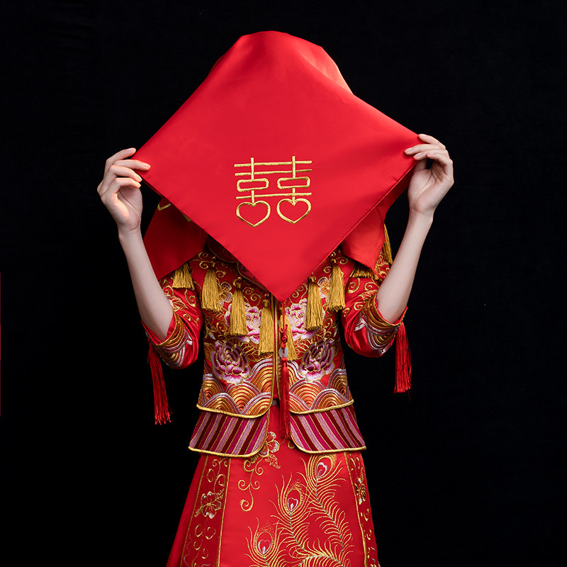 2021 New Bride Wedding Red Hi Hi Pa Chinese Embroidery Show HeFu Red Hi Head Ancient Wind Gauze Turban