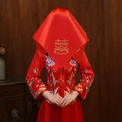 Bride wedding red hijab Chinese embroidered Hipa Xiuhe clothing embroidery red hijab bride costume red headscarf head yarn