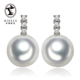 Ювелирное украшение, белые платиновые бриллиантовые серьги из жемчуга, белое золото 18 карат