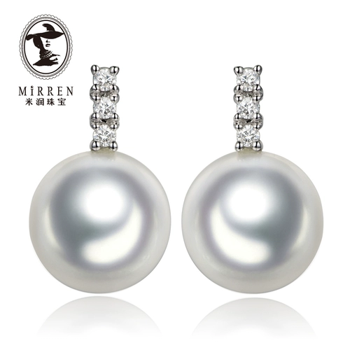 Ювелирное украшение, белые платиновые бриллиантовые серьги из жемчуга, белое золото 18 карат