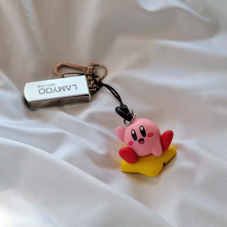LAOSHU Kirby Mobile Phone Pendant for Girls, Cute AirPods Charm, Keychain, USB Drive Strap, Chain Keychain