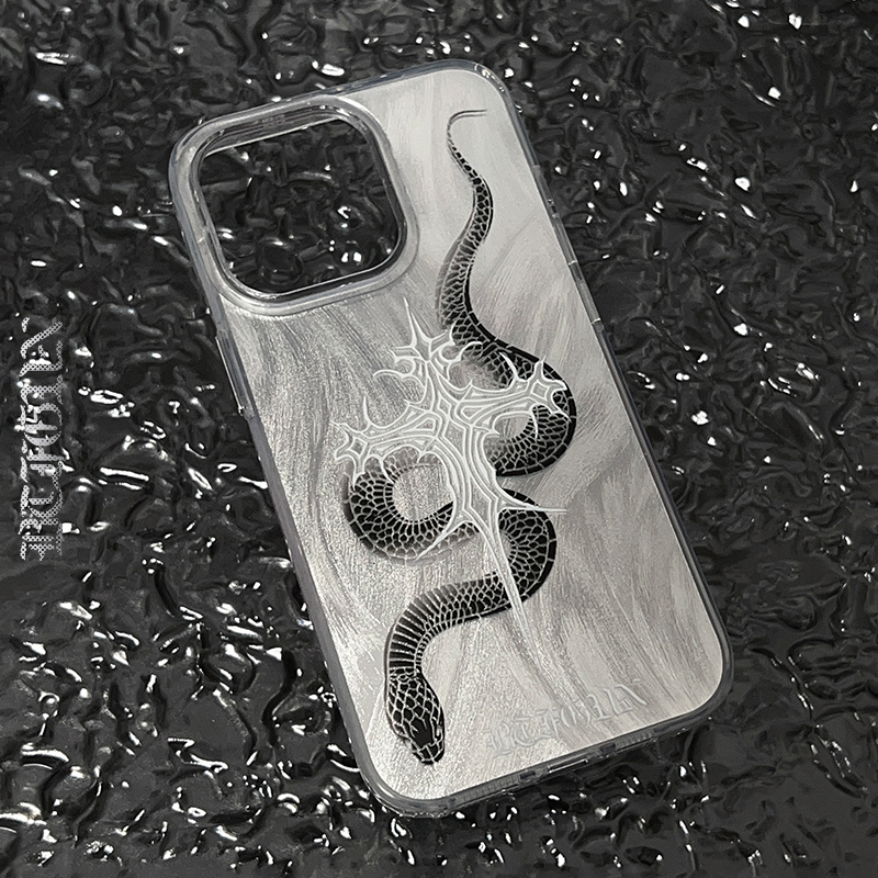 Butterflygun Dark Style Gothic Snake and Cross Gradient Imd Polarized Feather Yarn Shell Mobile Phone Case Original Design Niche Protective Cover
